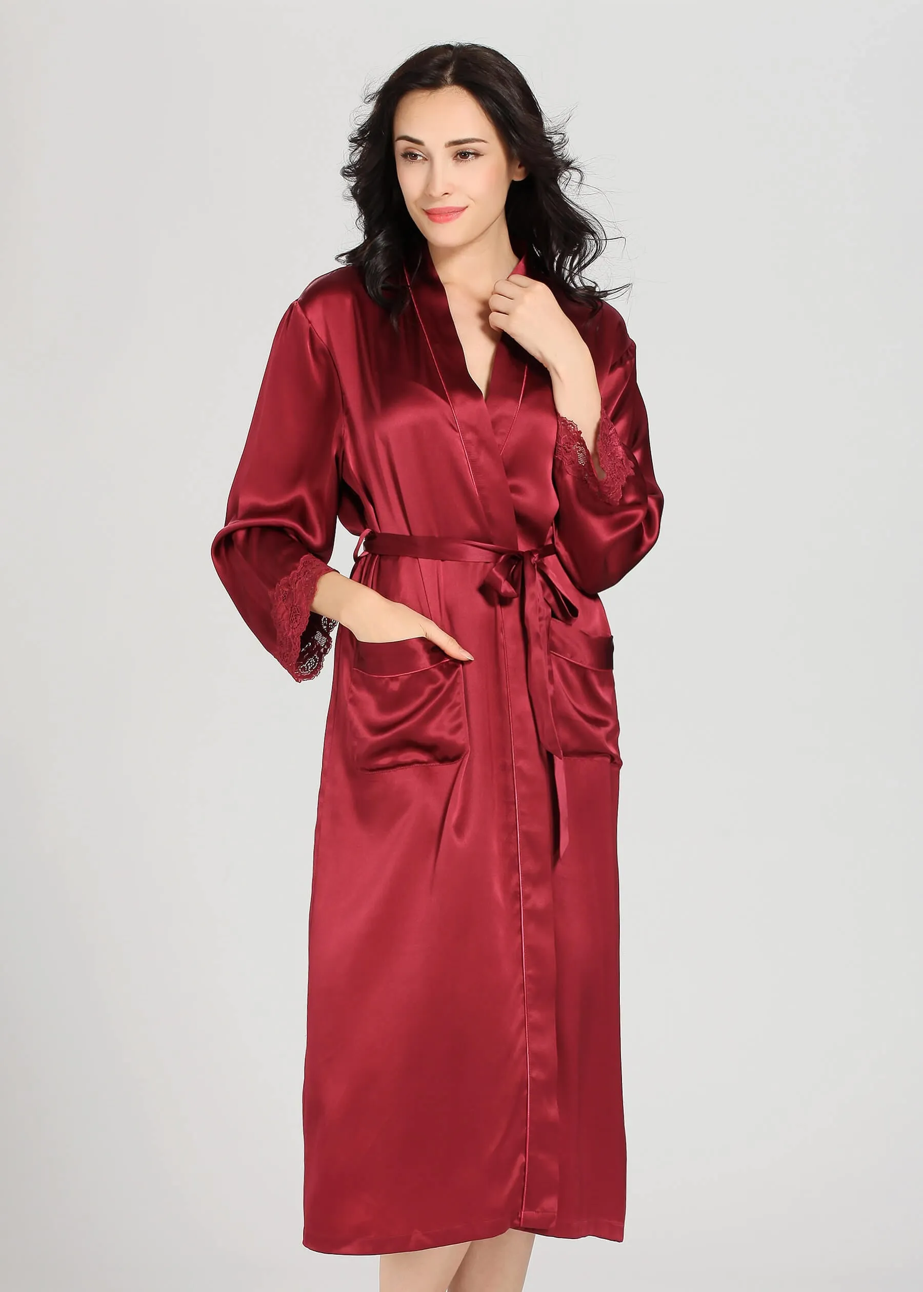 22 Momme Lace Silk Camisole & Robe Set