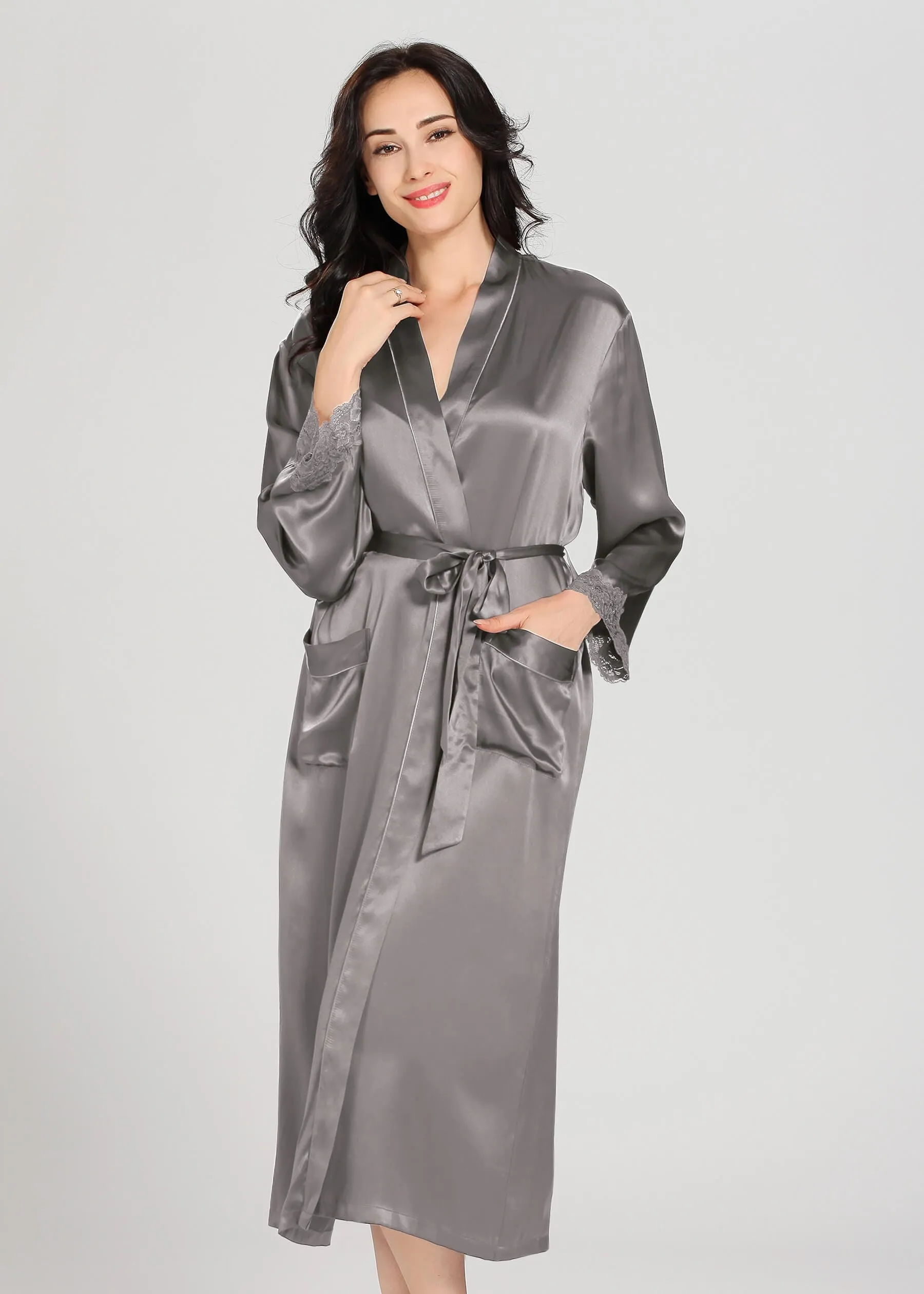 22 Momme Lace Silk Camisole & Robe Set