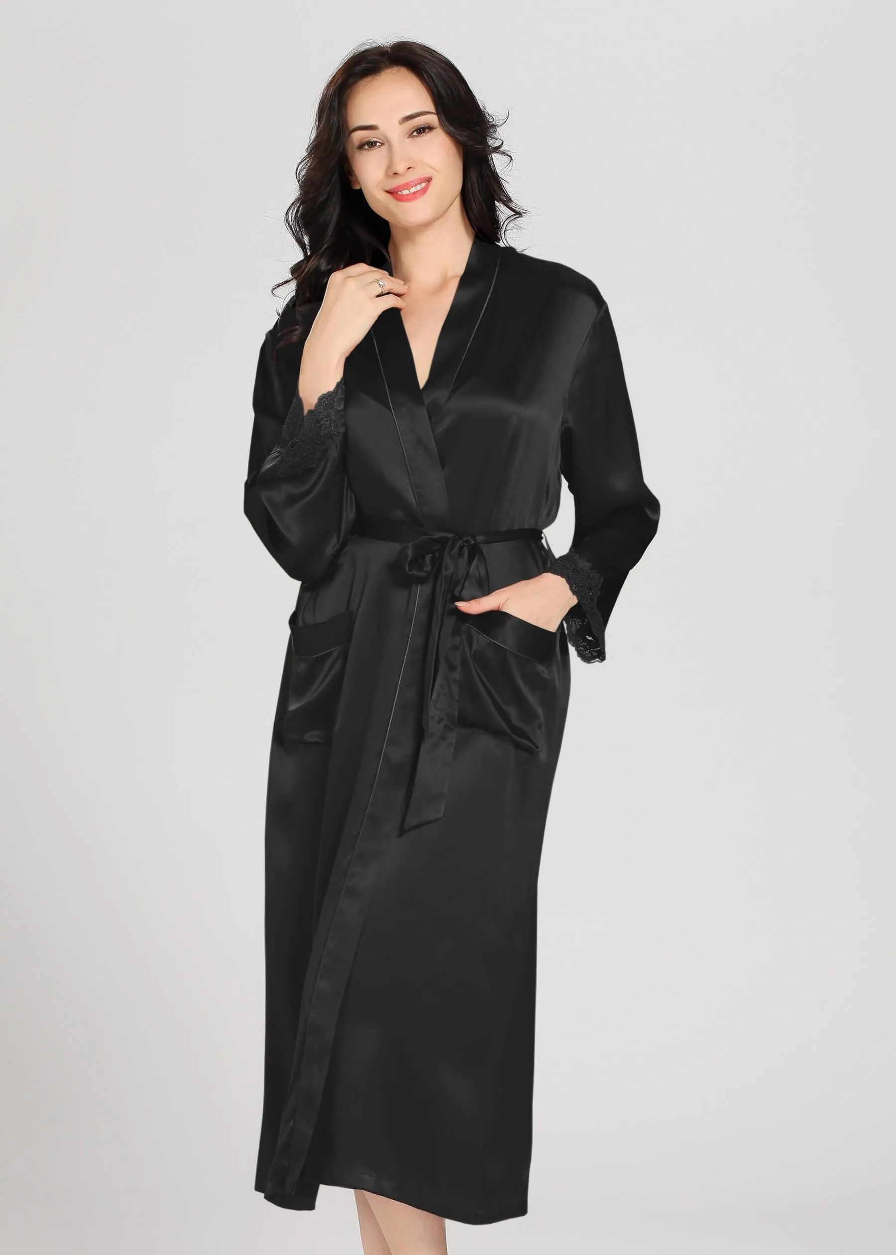 22 Momme Lace Silk Camisole & Robe Set