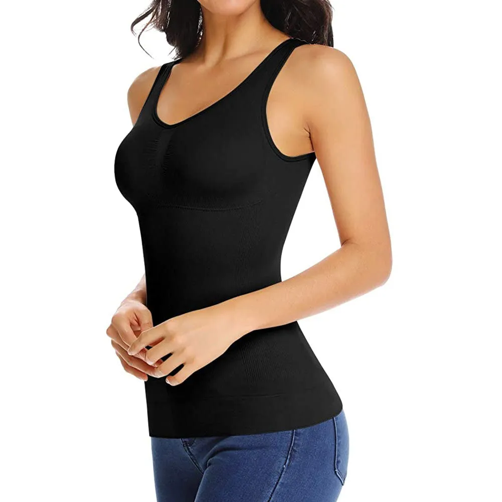 3 Packs Women Cami Shaper Tank Top with Built in Bra Removable