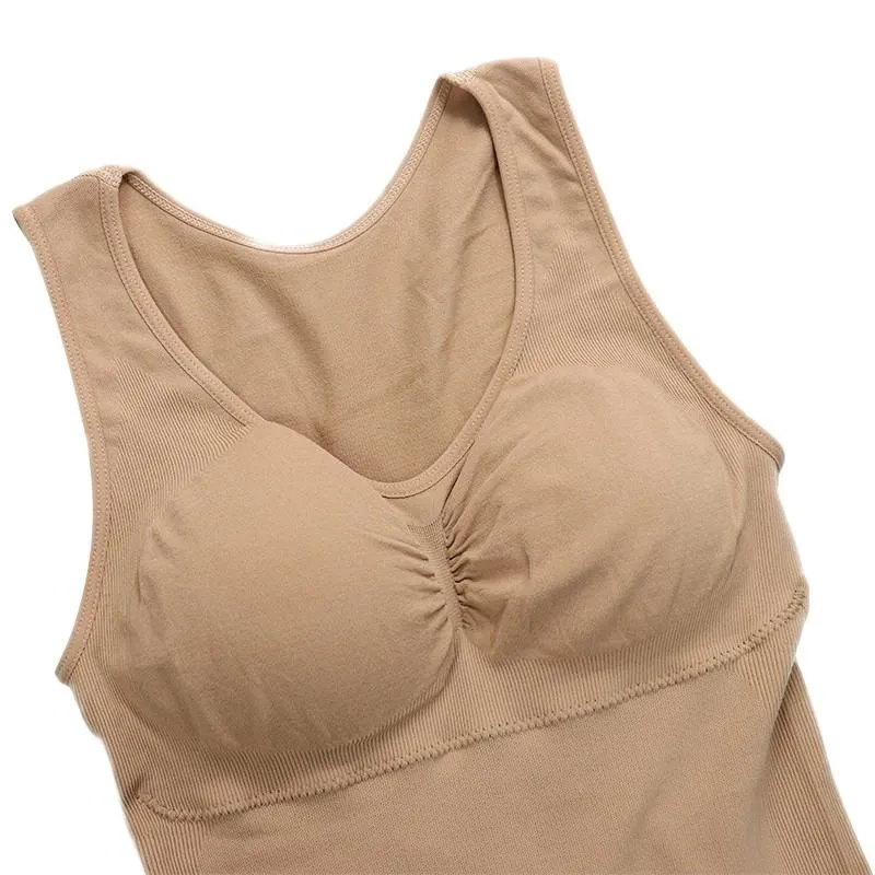 3 Packs Women Cami Shaper Tank Top with Built in Bra Removable