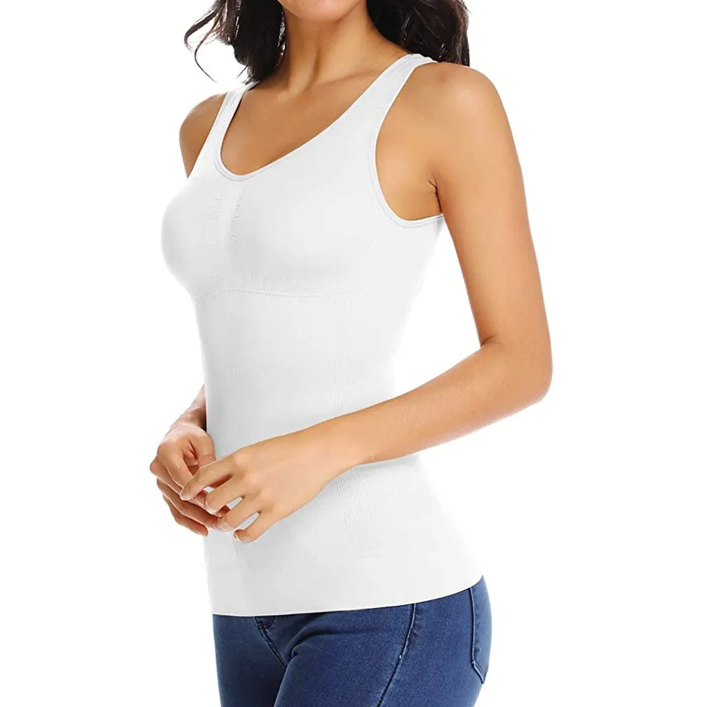 3 Packs Women Cami Shaper Tank Top with Built in Bra Removable