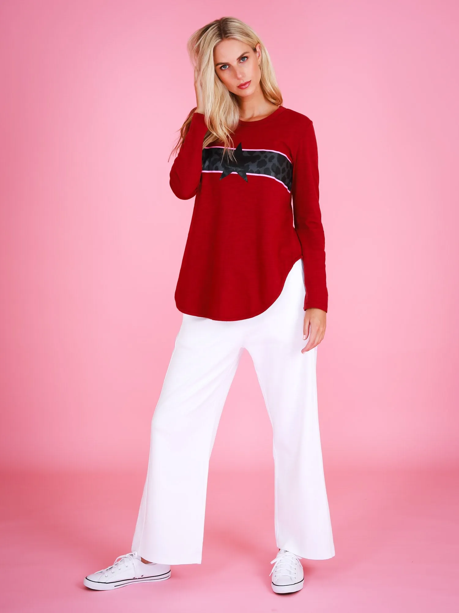 Agnes Leopard Print Curved Hem T-Shirt