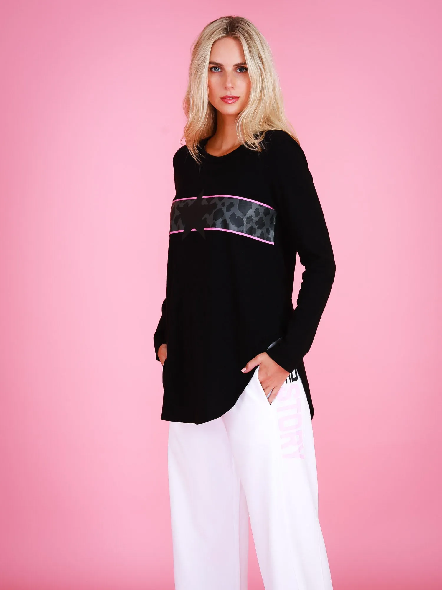 Agnes Leopard Print Curved Hem T-Shirt