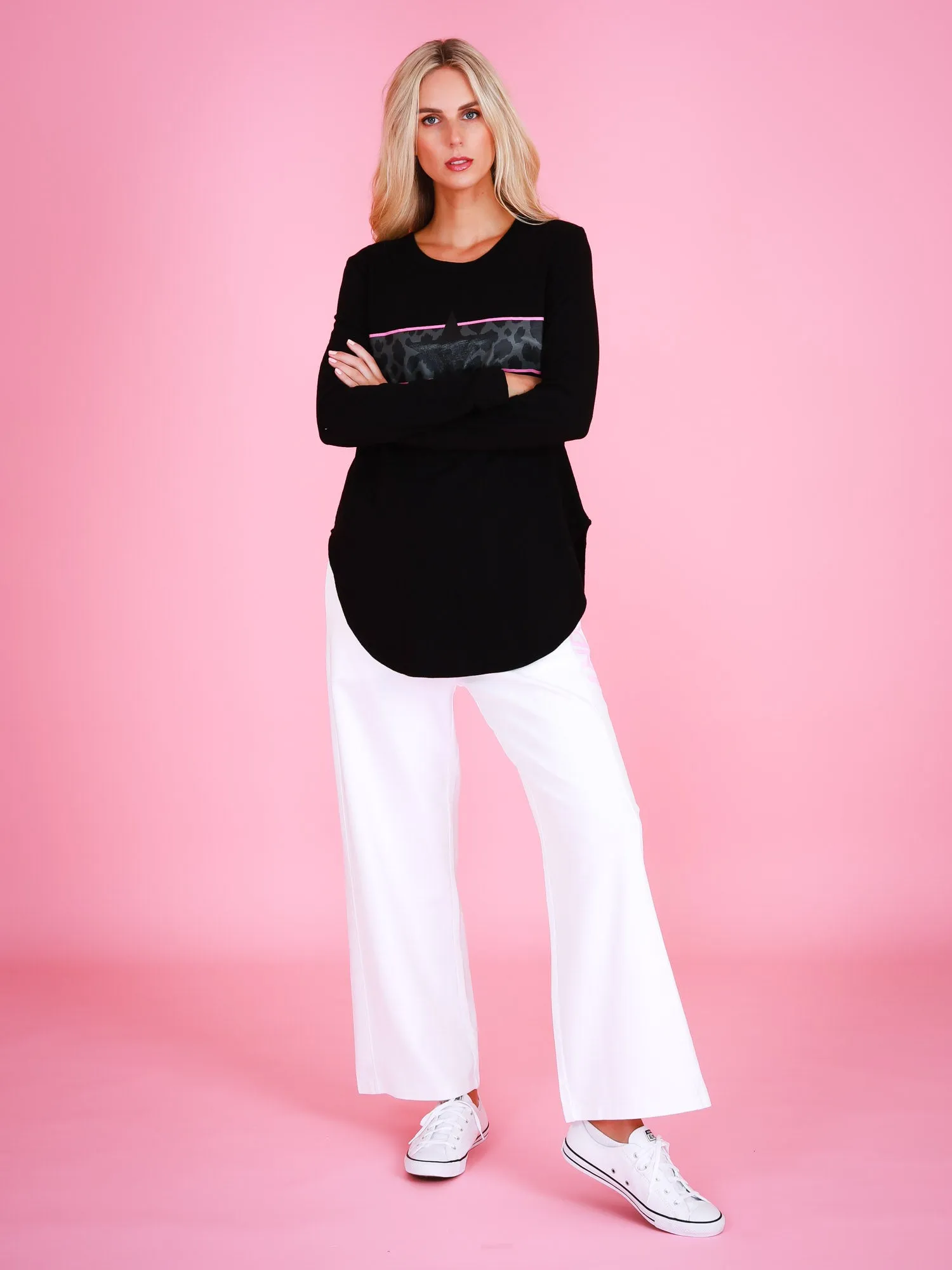 Agnes Leopard Print Curved Hem T-Shirt