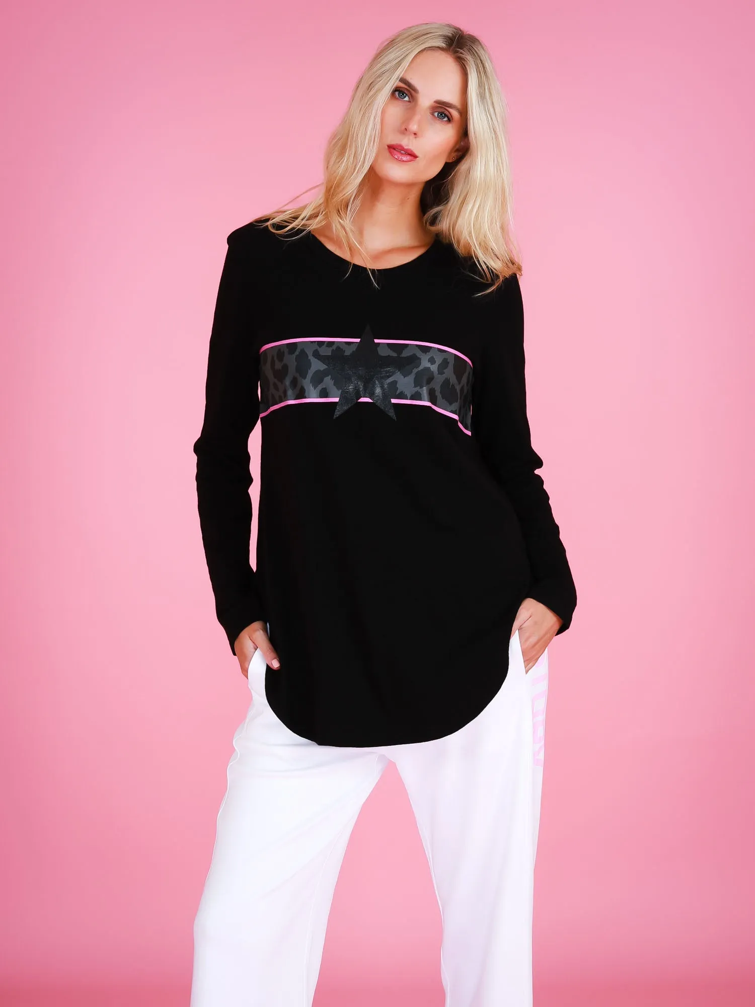 Agnes Leopard Print Curved Hem T-Shirt
