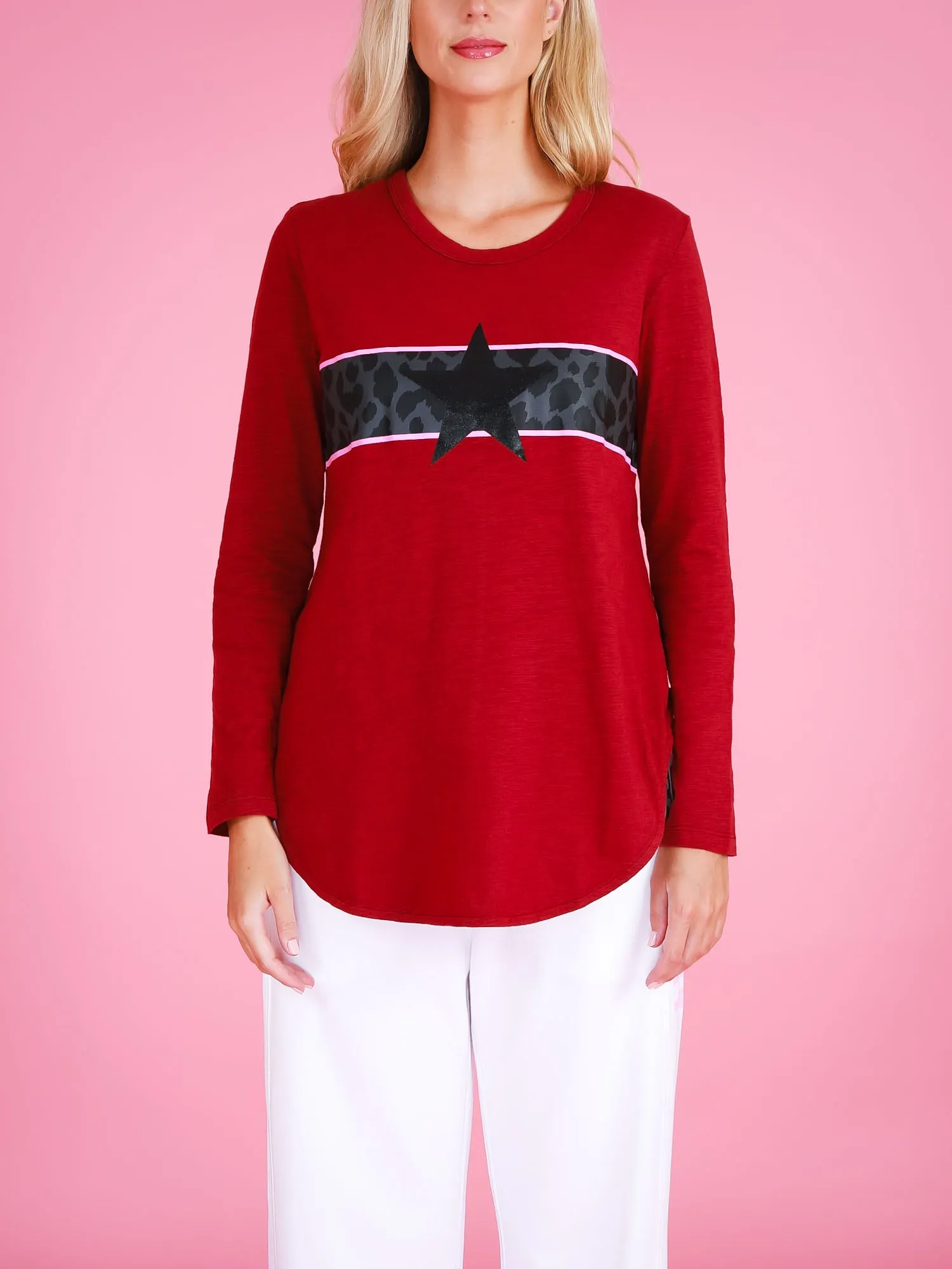 Agnes Leopard Print Curved Hem T-Shirt
