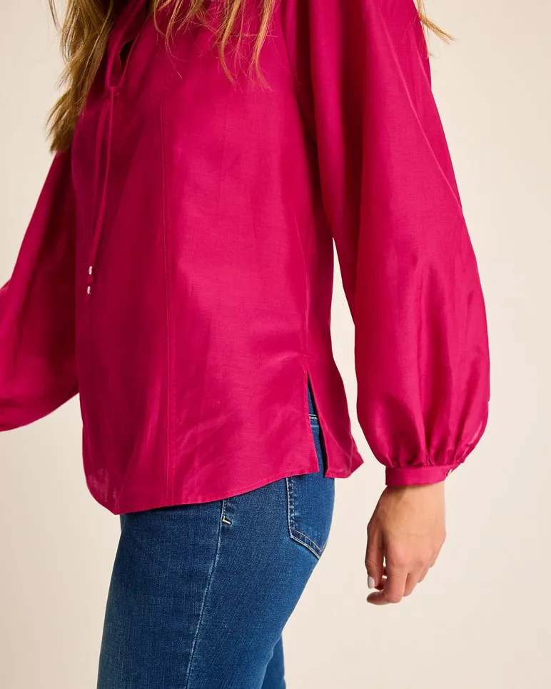 Agua Amara Seamed Peasant Top - Pink Papaya