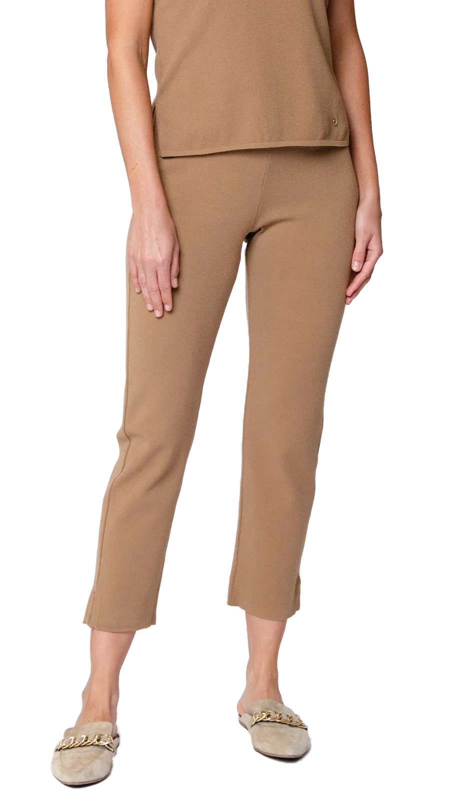 Alice Milano-Knit Slim Leg Pants; Mocha