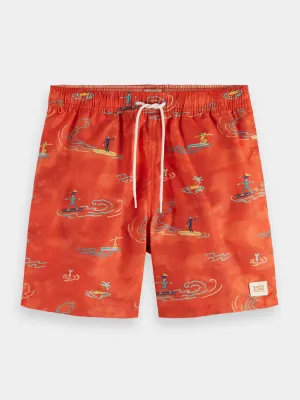 All-over printed mid-length swimshorts