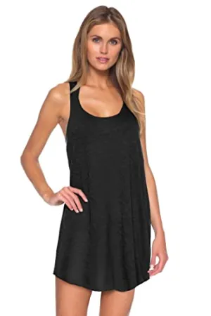 BCA by Rebecca Virtue Oasis - Women's Beach Dress with Plunge Neckline and Waist Tie, Beach Cover Ups for Women's Swimwear, White, Medium