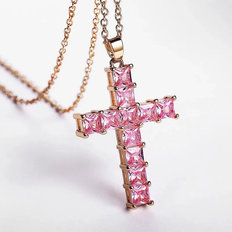 Best New Fast and Furious 7 Moive Cross Tourette Necklace Dominic Toretto Crystal Jesus Cross Pendant Necklace For Men Gifts Jewelry