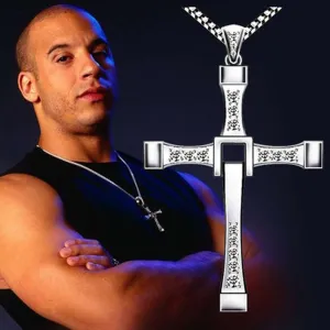 Best New Fast and Furious 7 Moive Cross Tourette Necklace Dominic Toretto Crystal Jesus Cross Pendant Necklace For Men Gifts Jewelry