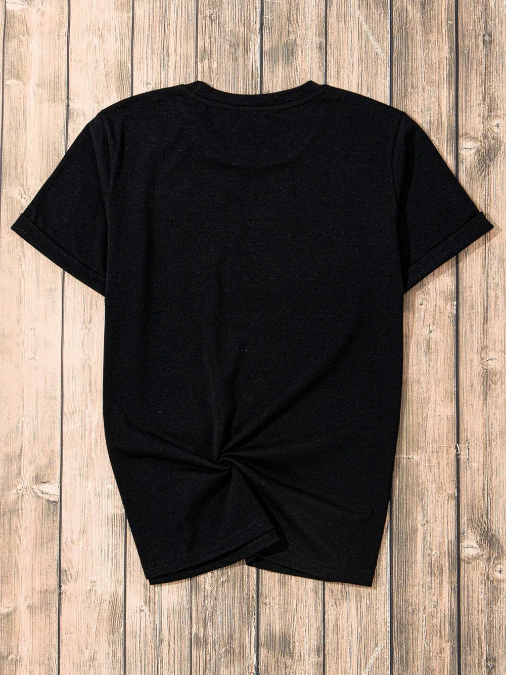 Black Cow Graphic Tee with Rhinestones