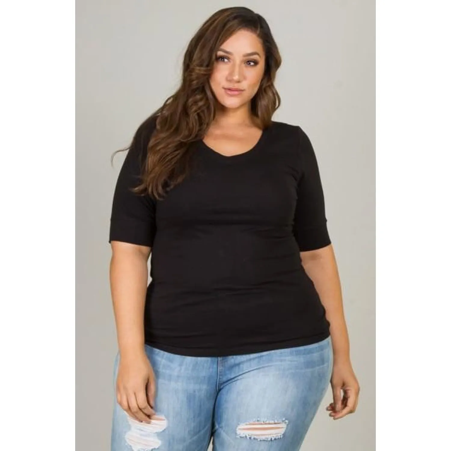Black Curvaceous Plus Size Tee Top