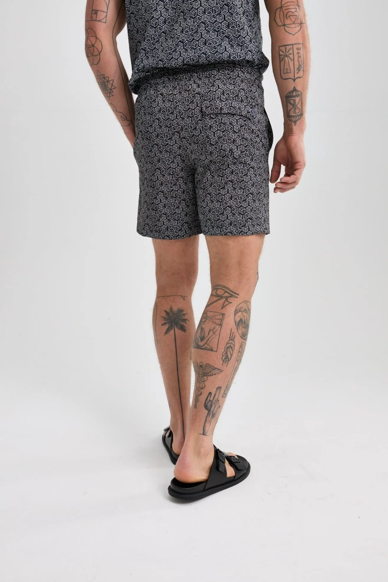 Black Dice Print Swimshort