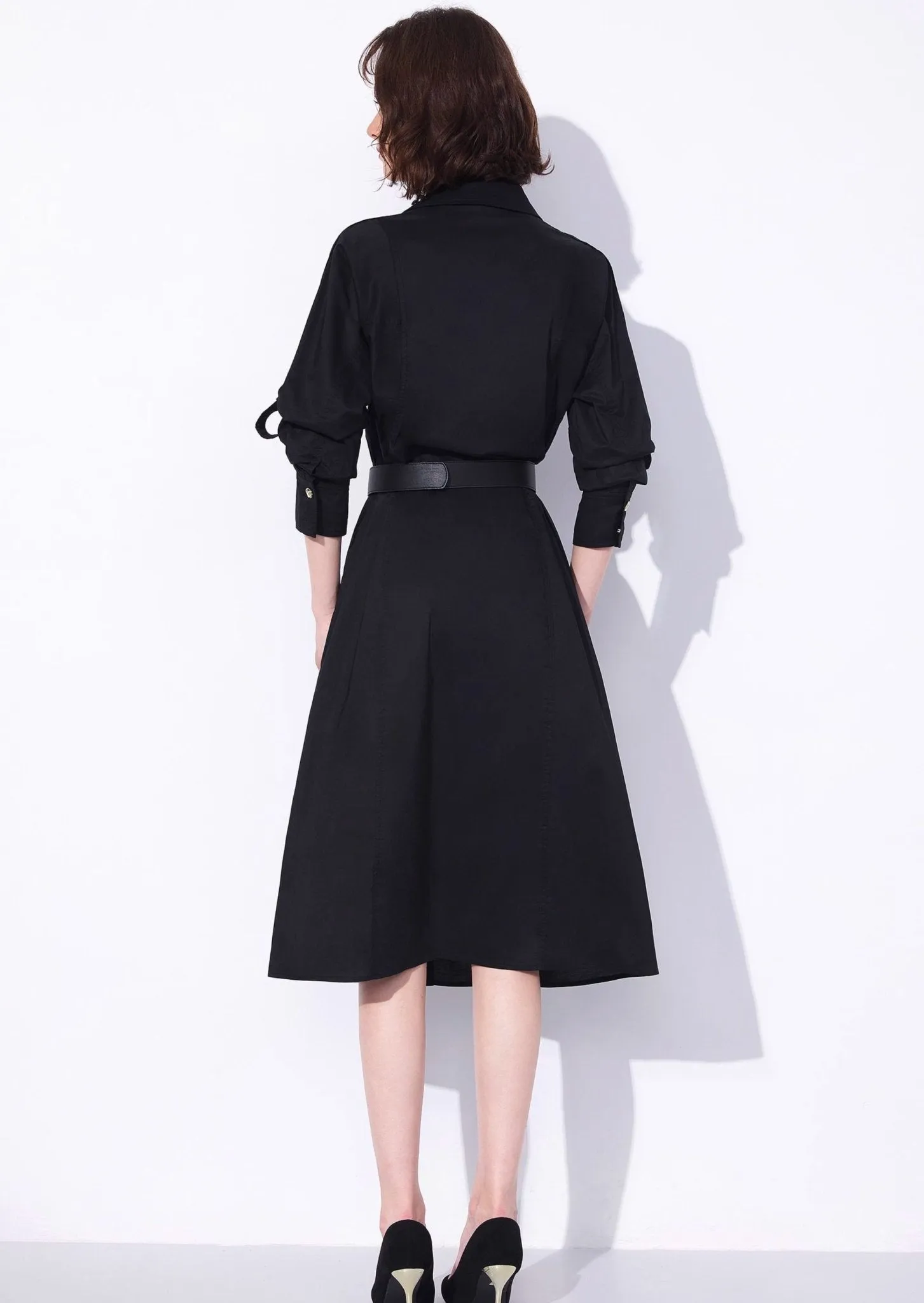 Black Elegant Shirt Dress