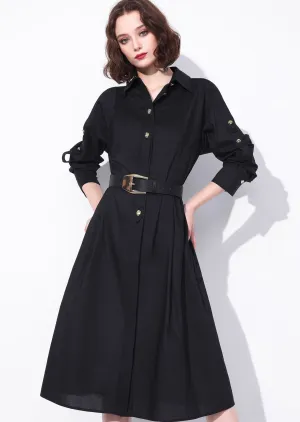 Black Elegant Shirt Dress