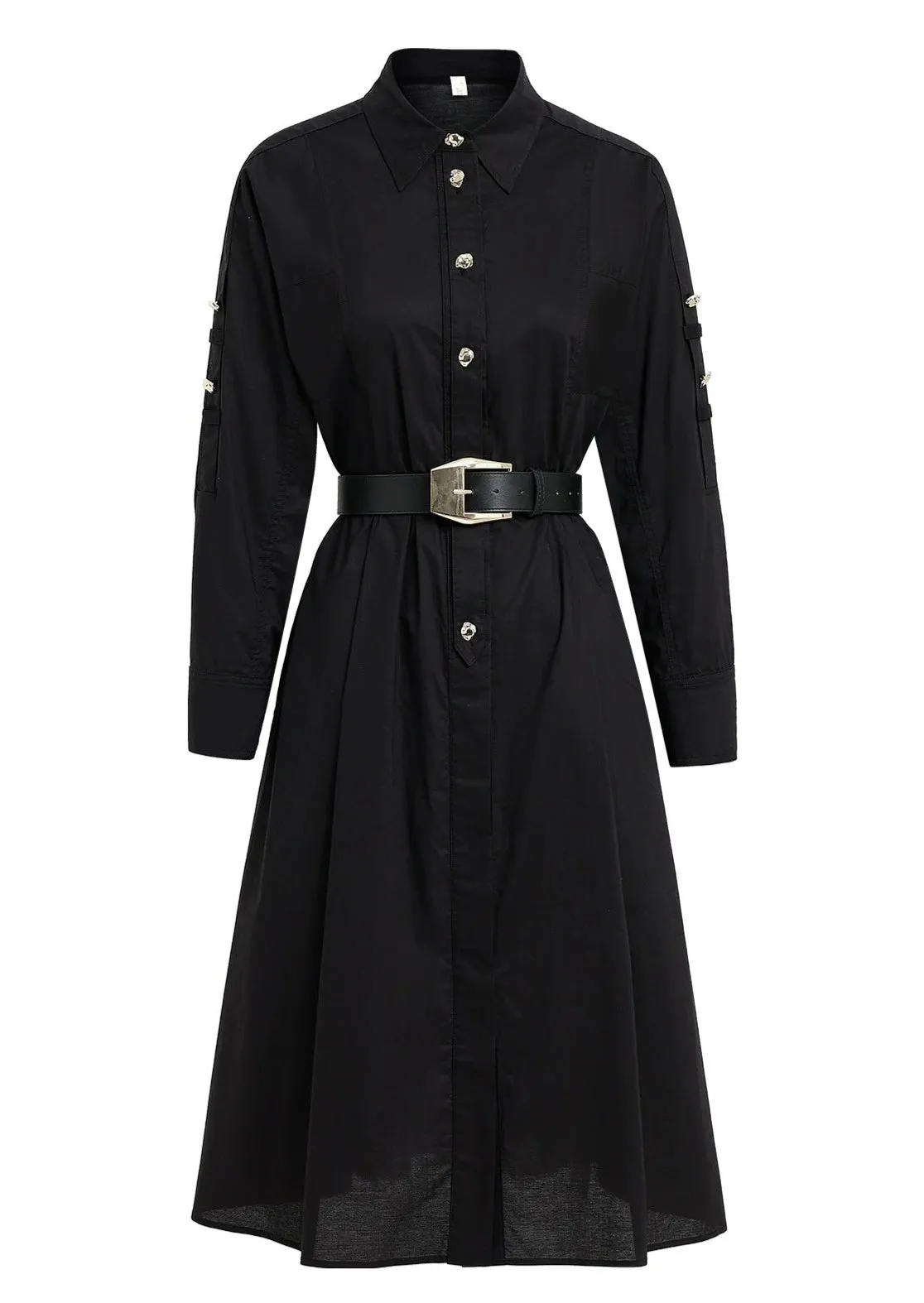 Black Elegant Shirt Dress