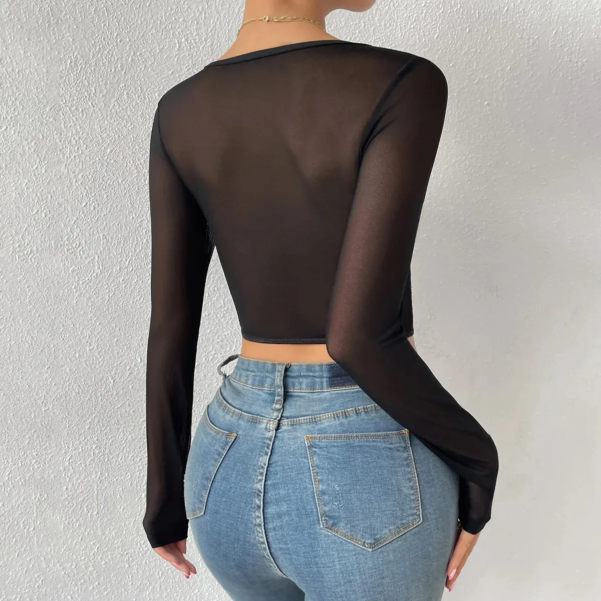 Black Floral Lace Crop Top