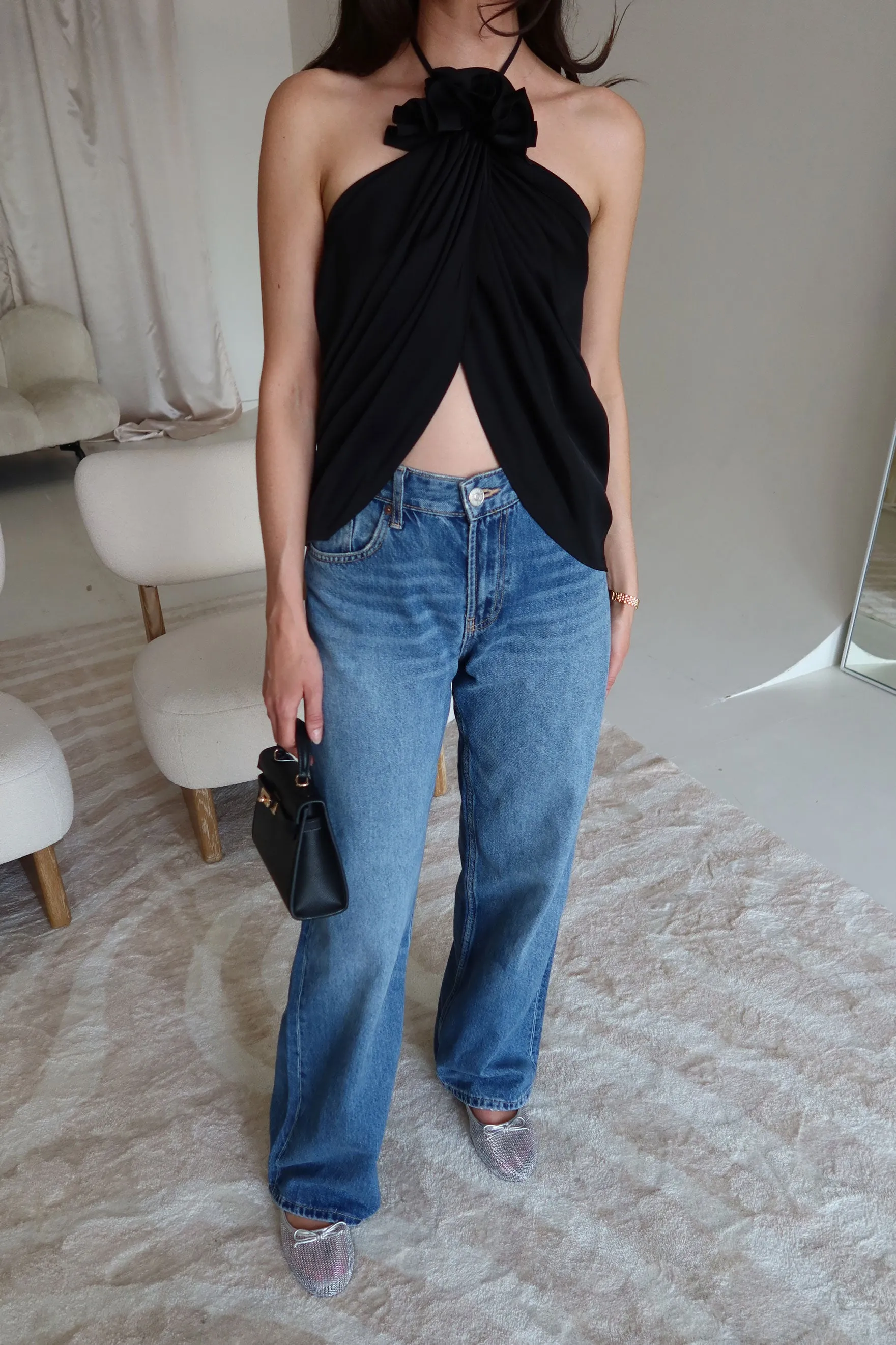 Bloom Halter Top - Black