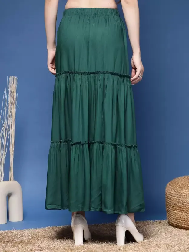 Bold Green Ankle-Length Skirt