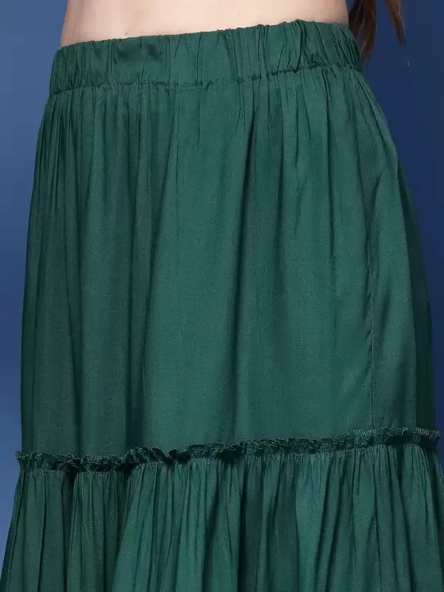 Bold Green Ankle-Length Skirt