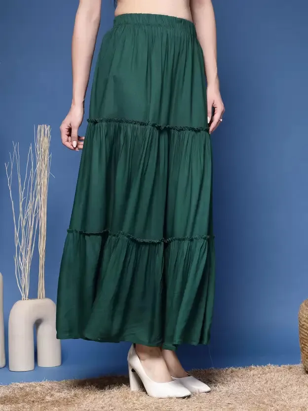 Bold Green Ankle-Length Skirt