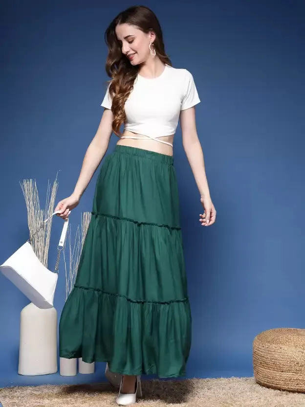 Bold Green Ankle-Length Skirt