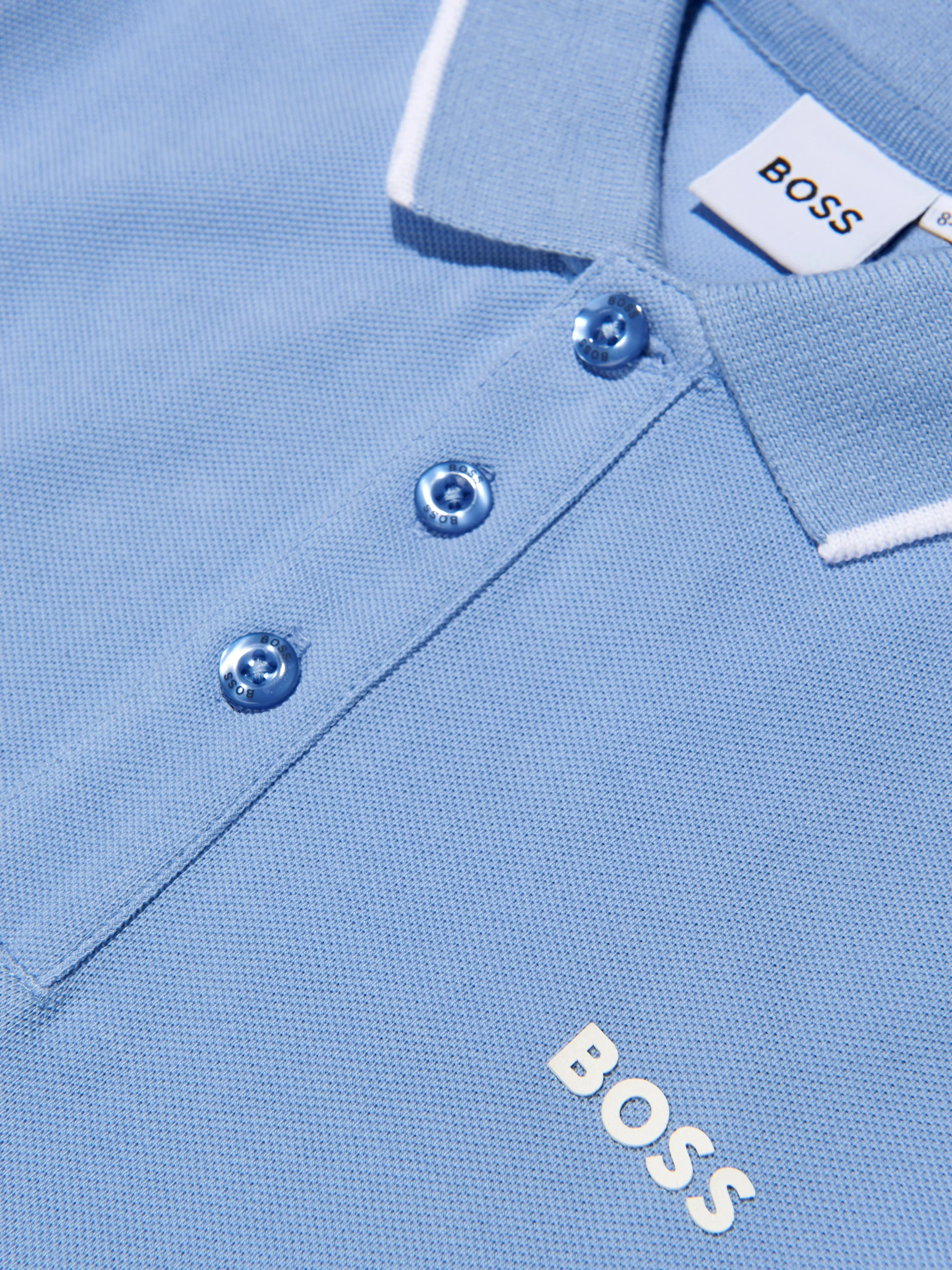 BOSS Boys Logo Polo Shirt In Blue
