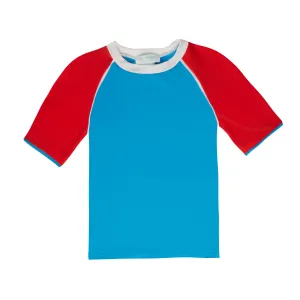 BOY'S RASHGUARD SHORT SLEEVE BLUE/RED