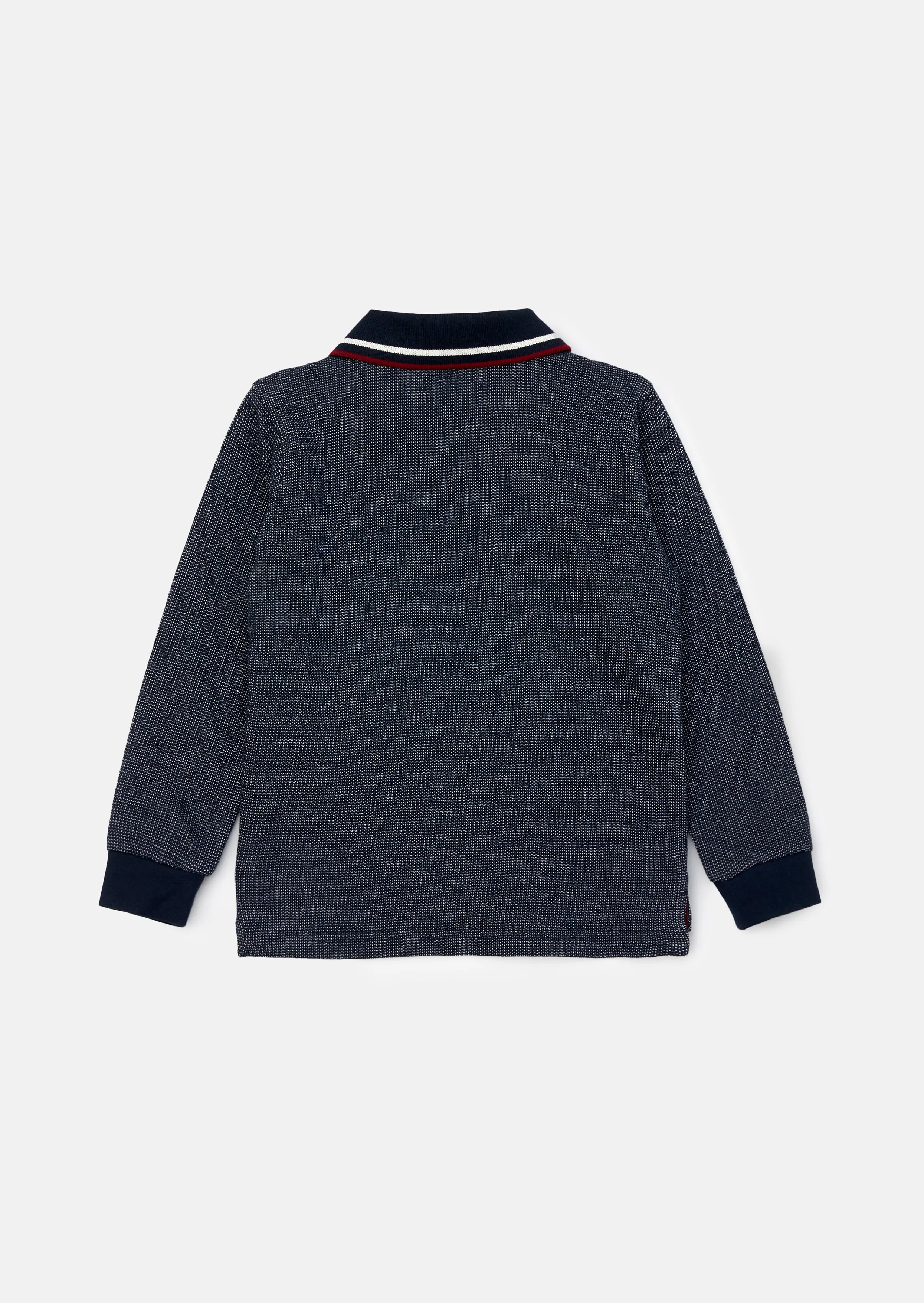 Burty Blue Textured Smart Knitted Polo