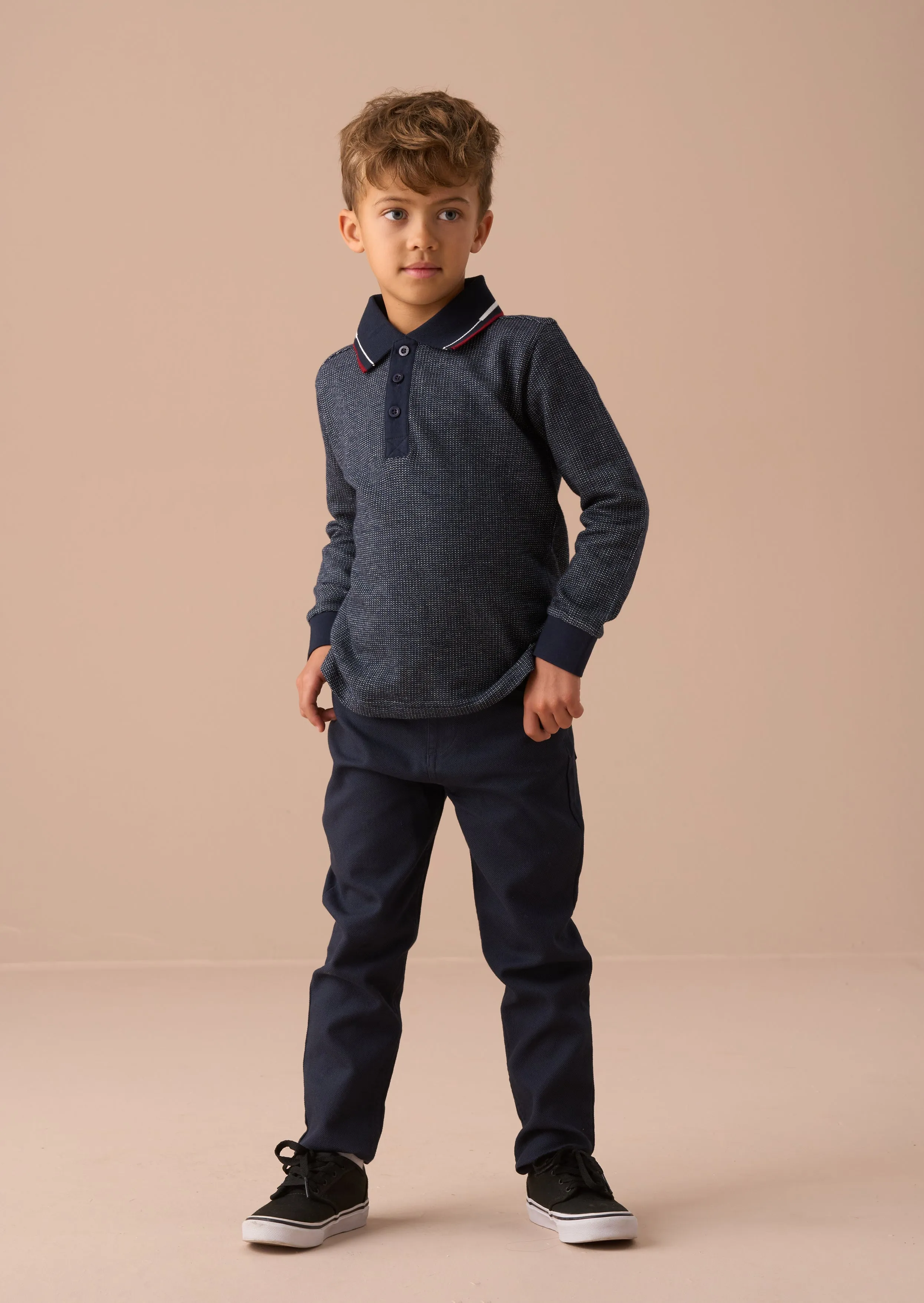 Burty Blue Textured Smart Knitted Polo