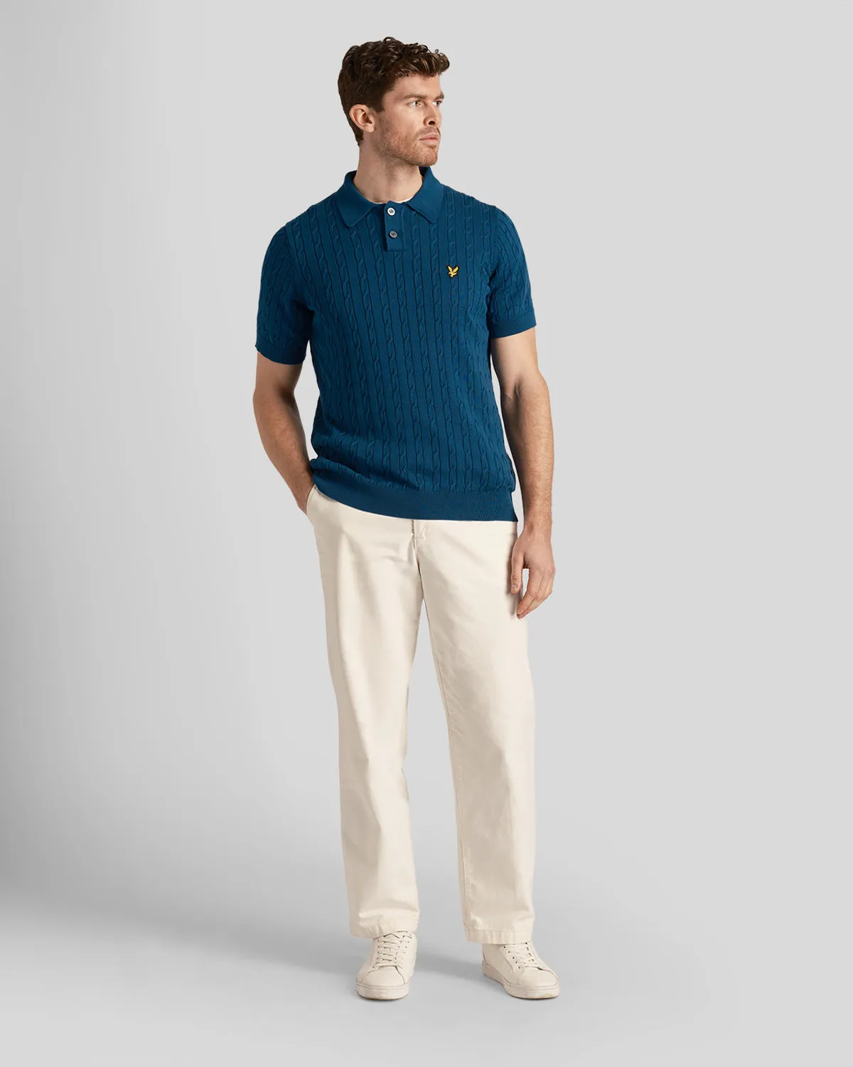 Cable Knitted Polo Shirt