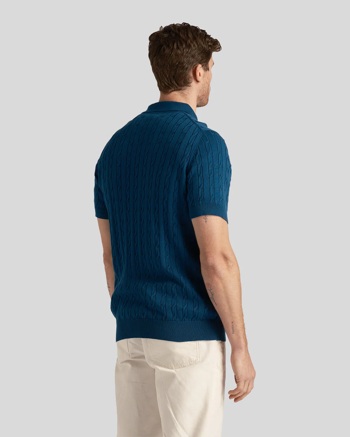 Cable Knitted Polo Shirt