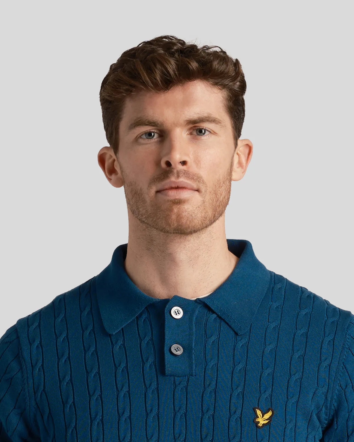 Cable Knitted Polo Shirt