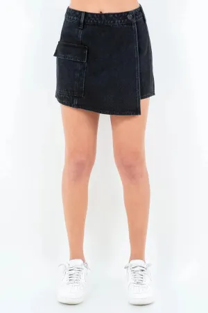 Cargo Pocket Mini Skort with Button Waist Closure