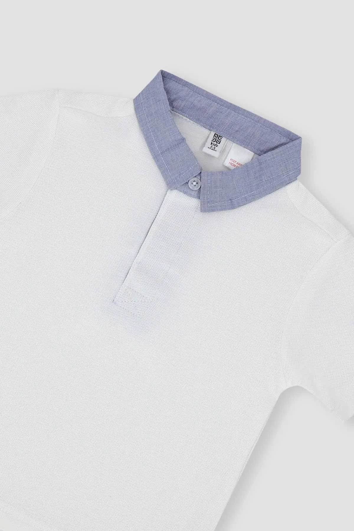 Contrast Polo T-Shirt For Baby Boy - White