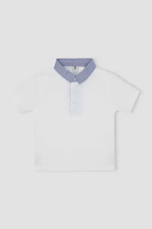 Contrast Polo T-Shirt For Baby Boy - White