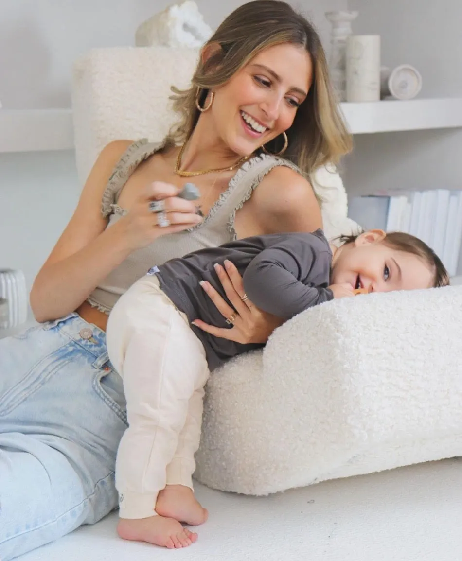 Cream Slim Jogger Crawling Pant in 100% Organic Cotton (Unisex)
