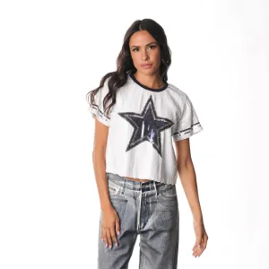 Dallas Cowboys Sequin Tee - White
