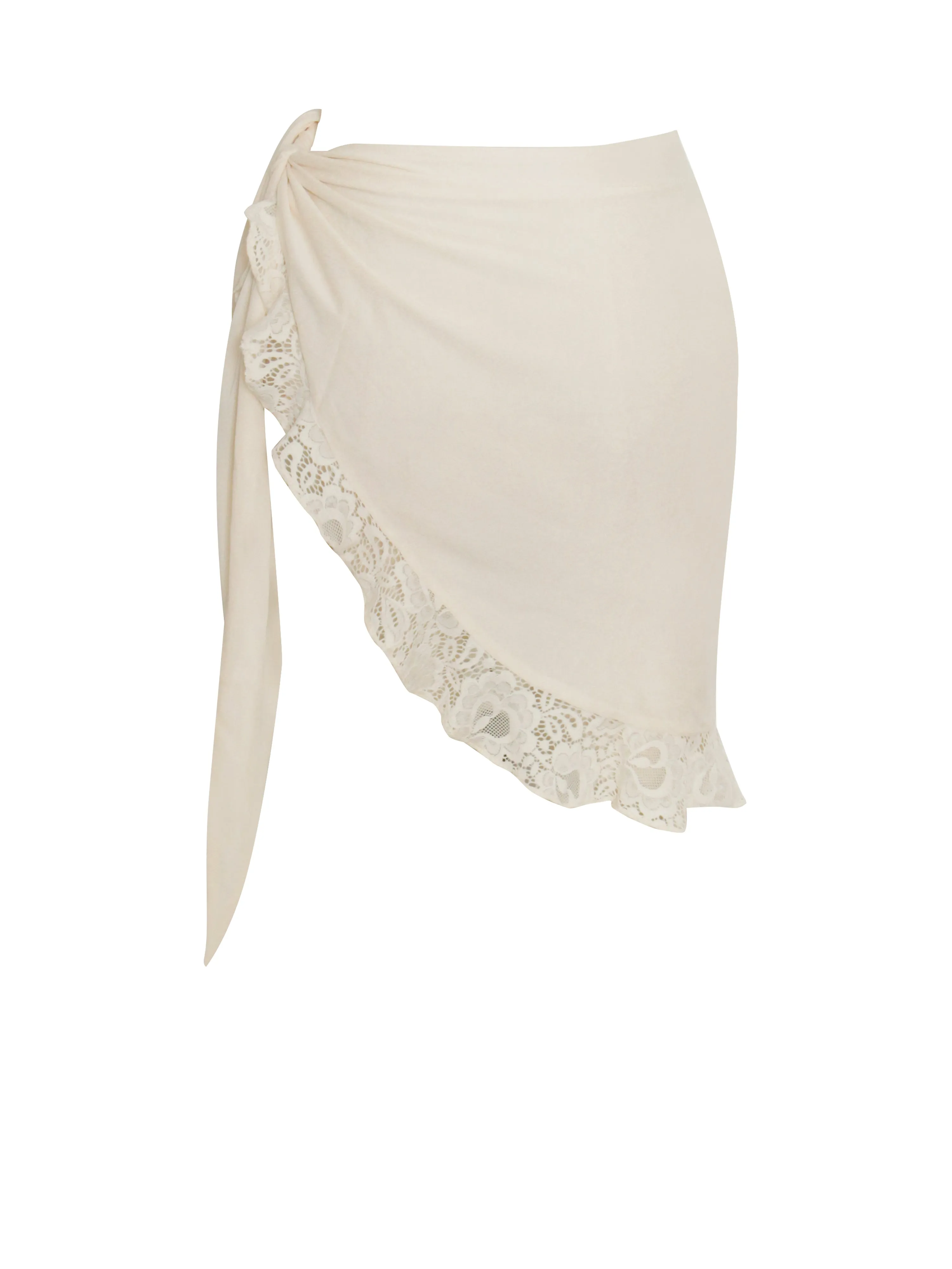Docia Beige Lace Charming Ruffle Cover Up