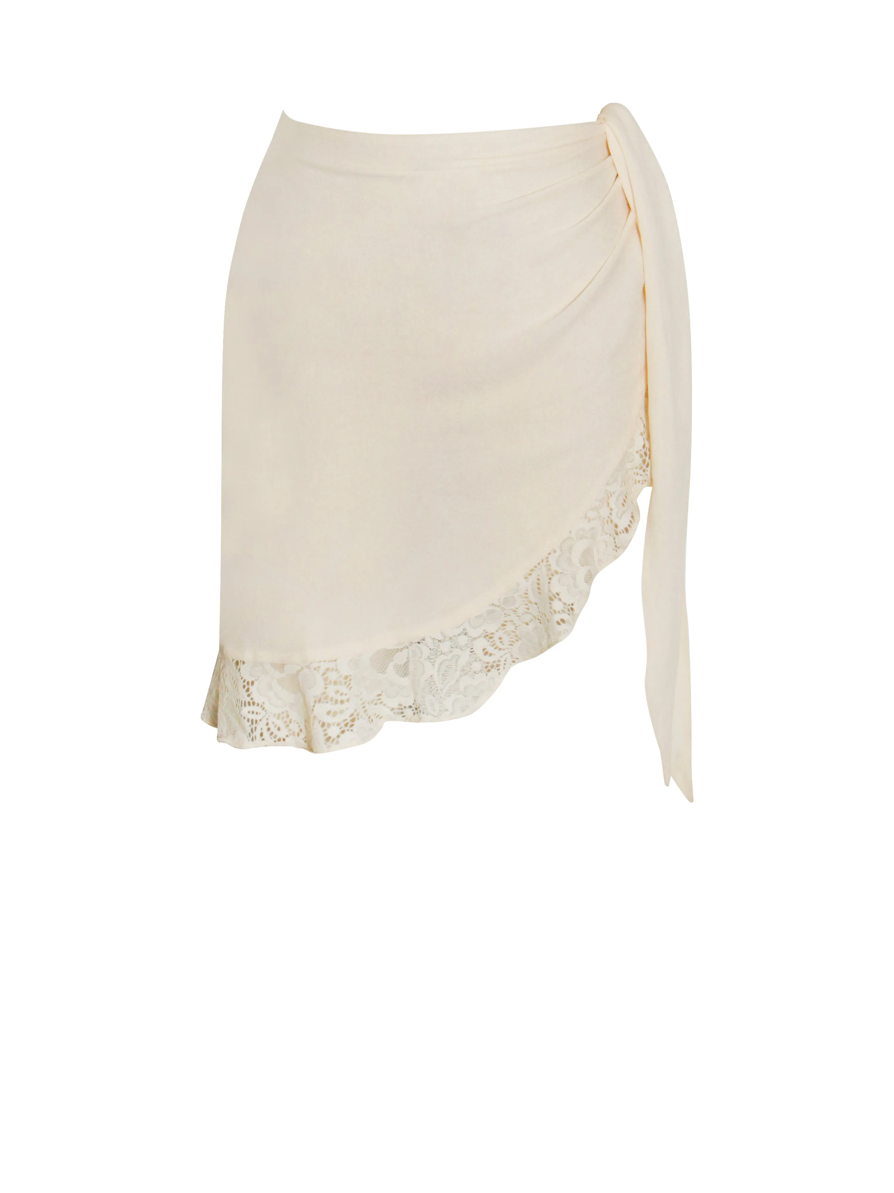Docia Beige Lace Charming Ruffle Cover Up