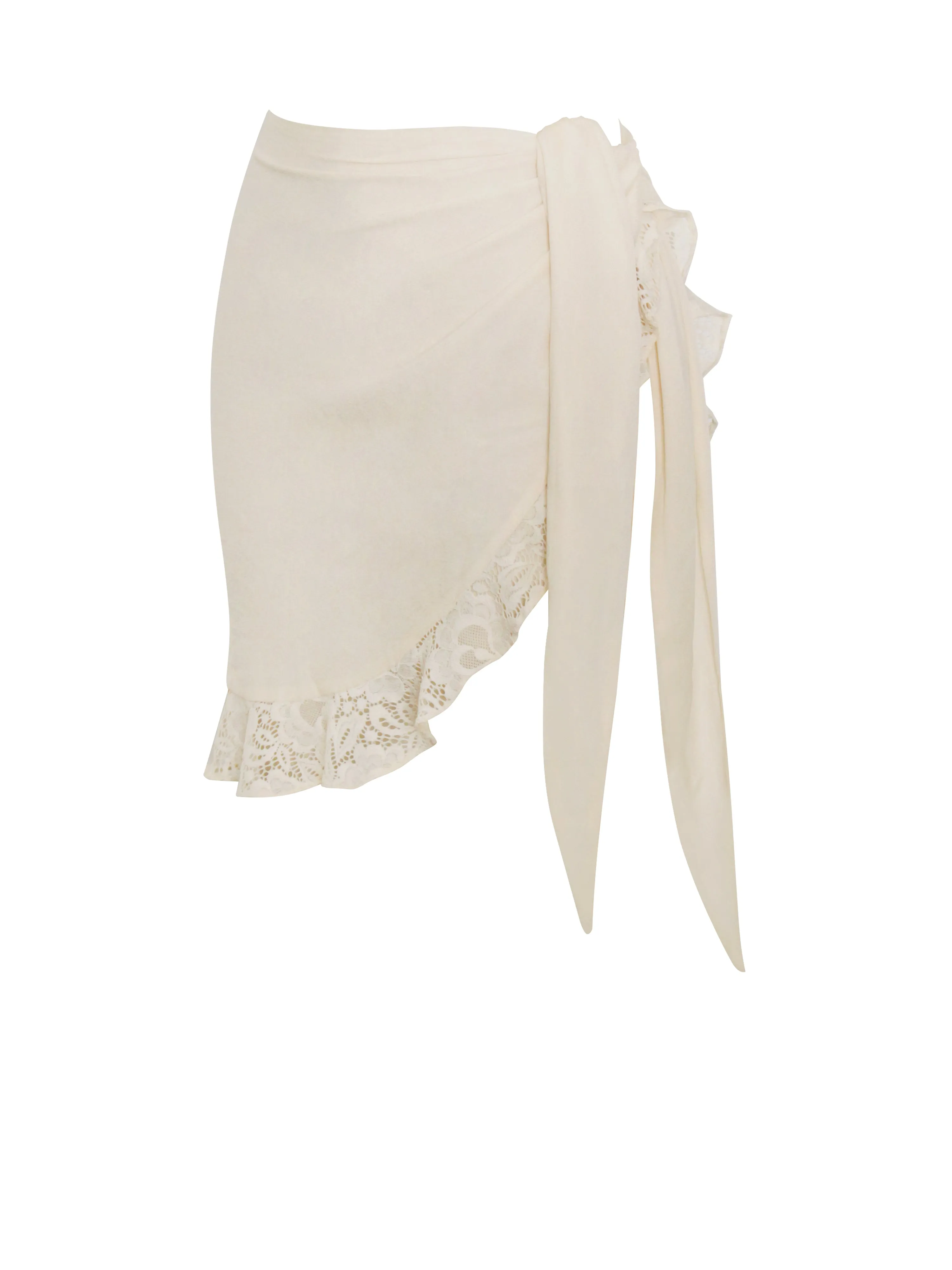 Docia Beige Lace Charming Ruffle Cover Up