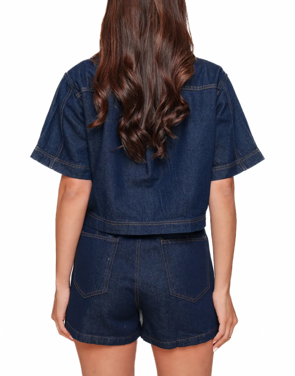 Donkerblauwe Denim Overslag - Skort