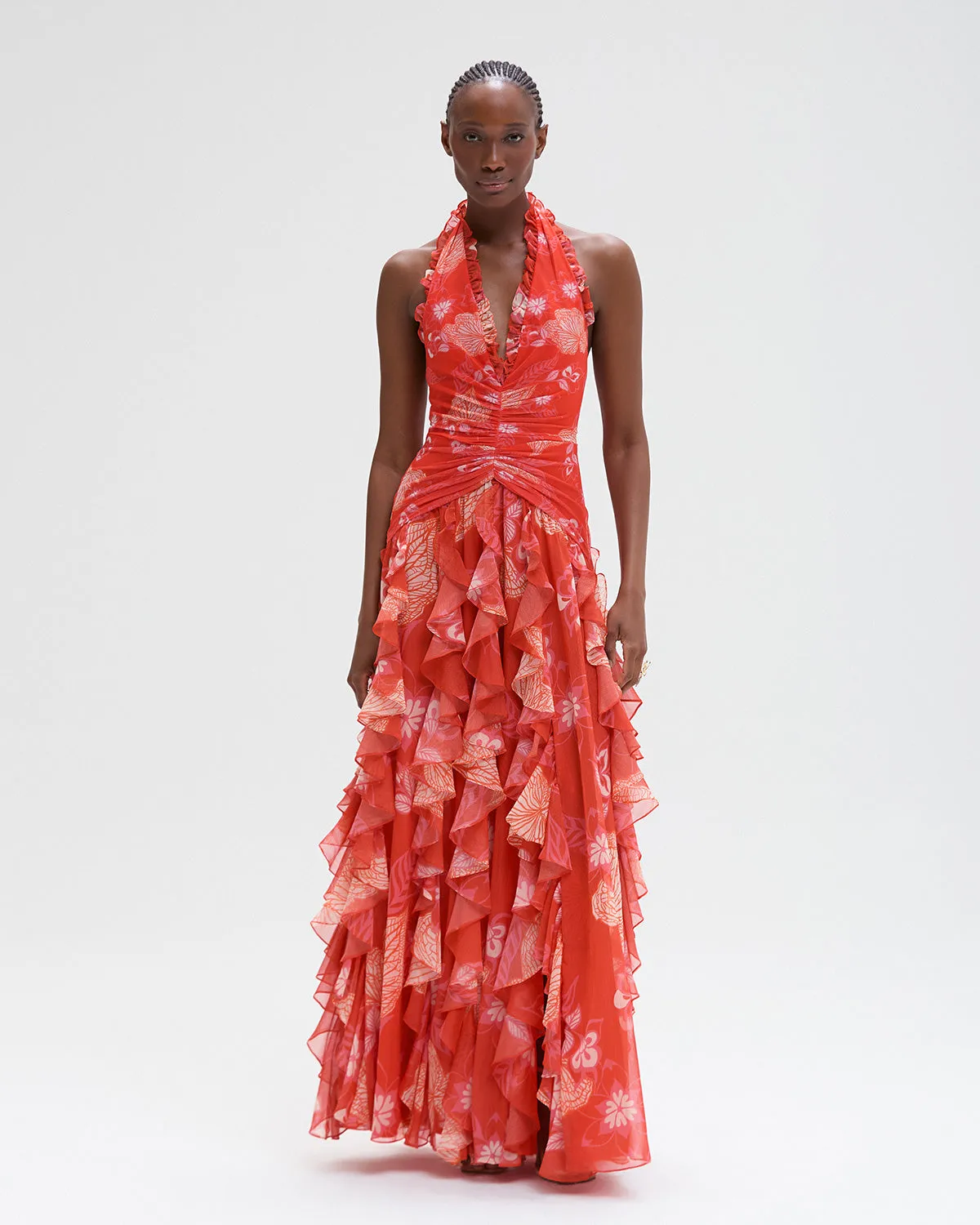 EDEN ROCK PLUNGE FLOWER LONG DRESS