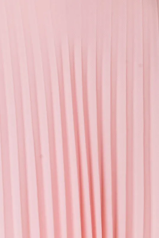 Elegant Blush Pleated Maxi Skirt