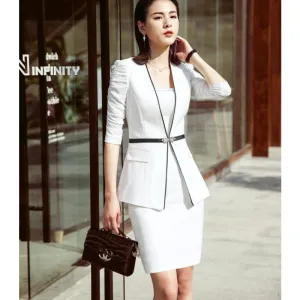 Elegant Half Sleeve Blazer Business Skirt Suits