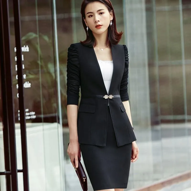 Elegant Half Sleeve Blazer Business Skirt Suits