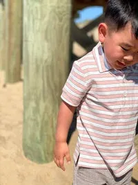 Flagstaff Pink & White Stripe Boys Polo - Select Size